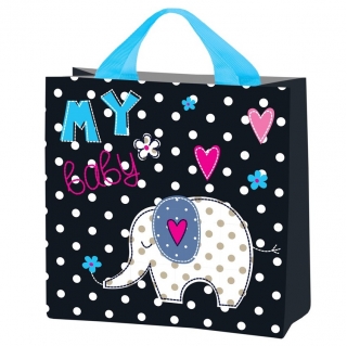 Tote bag for groceries - Baby Elephant - 26 x 26 x 12 cm