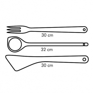 Set lingura, spatula si furculita din lemn - LEMNOS - 