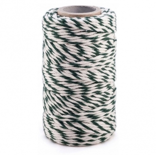 Cordel de algodón verde-blanco - 100 gramos / 90 metros - 