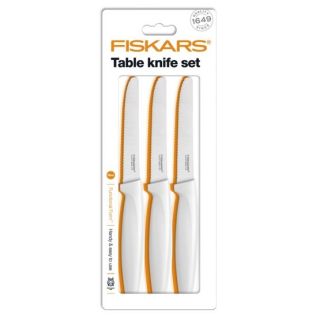 Set of 3 knives with serrated blades, white - Functional Form - FISKARS