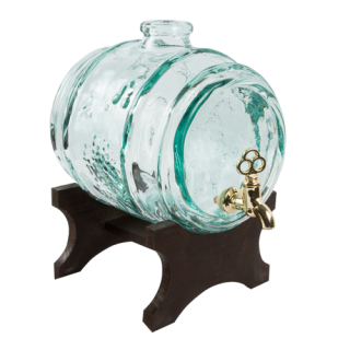Glass barrel decanter with a tap and holder - ideal gift idea! - 2 litre