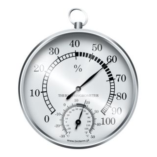 Сребърна висяща метеорологична станция - хигрометър и термометър - 