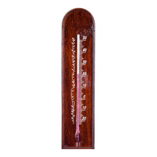 Thermomètre intérieur en bois cintré - 40x185 mm - acajou - 