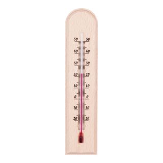 Termometer kayu dalam ruangan melengkung - 40x185 mm - coklat muda - 