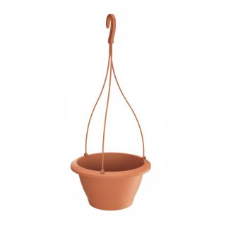 "Respana" round hanging flower pot - 27 cm - terracotta-coloured