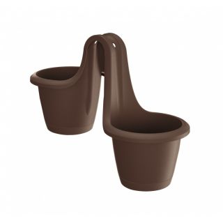 Pot tanaman terpasang dua sisi "Respana Twins" berwarna coklat - 