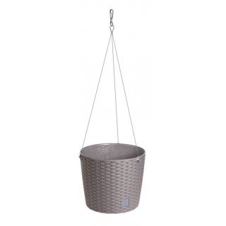 "Rato Round" hanging round plant pot on a stainless-steel wire - 26 cm - mocha-brown