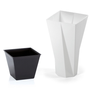 Vaso alto quadrato "Urbi Twist" - 14 cm - bianco - 