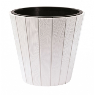„Woode“ apvalus vazonėlis su įdėklu - 30 cm - baltas - 