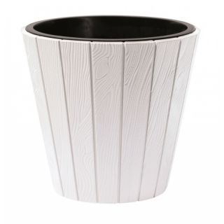 „Woode“ apvalus vazonėlis su įdėklu - 35 cm - baltas - 