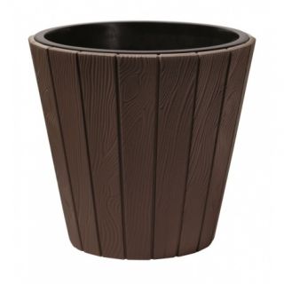 „Woode“ apvalus vazonėlis su įdėklu - 35 cm - rudas - 