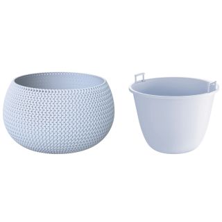 "Splofy Bowl" round plant pot with an insert - 29 cm - icy grey