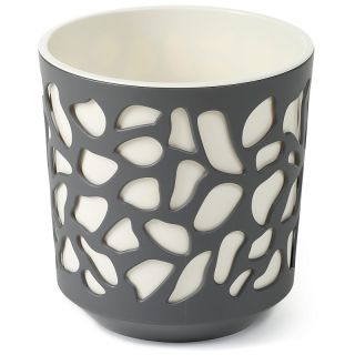 Contenitore per vaso "Duet" bicolore - 14 cm - grigio antracite / bianco panna - 