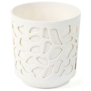 Contenitore per vaso "Duet" bicolore - 14 cm - bianco crema / bianco crema - 