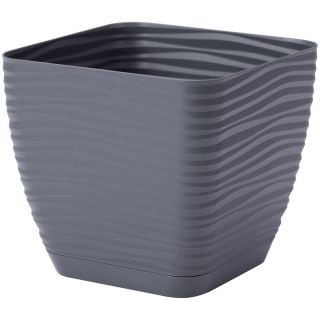 "Sahara petit" čtvercová nádoba s talířkem - 13 cm - antracitově šedá - 