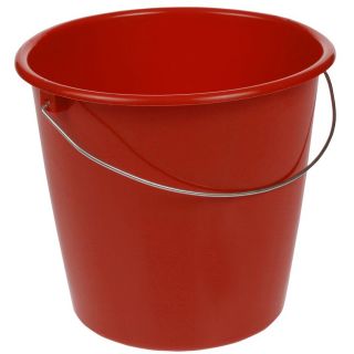 10升带金属手柄的红色水桶 - 