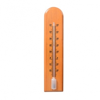 Inomhus träbrunt välvd termometer - 40x185 mm - 
