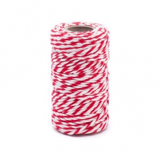 Bavlněná vlákna z bílé-červené bavlny - 100 g / 90 m - 