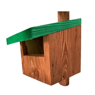 Birdhouse ل redstarts ، الشحرور ، روبنس و kestrels - البني مع سقف أخضر - 