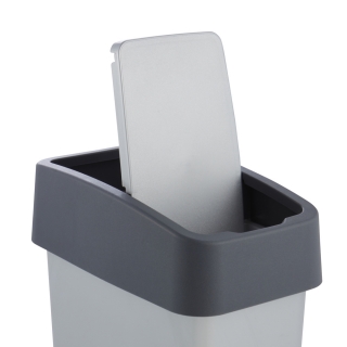 Caixote do lixo Magne cinza-prateado de 10 litros com tampa para pressionar para abrir - 