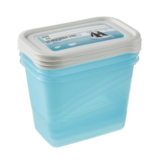 Conjunto de 3 recipientes rectangulares para alimentos - Mia "Polar" - 1 litro - azul hielo - 