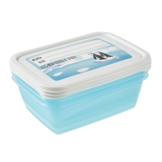 Set of 3 rectangular food containers - Mia "Polar" - 1.25-litre - ice blue