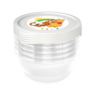 Set of 5 round 0.5-litre transparent Iza "Winnie" containers