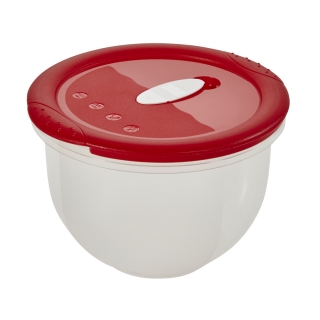 Round 1.5-litre Micro-Clip red food container