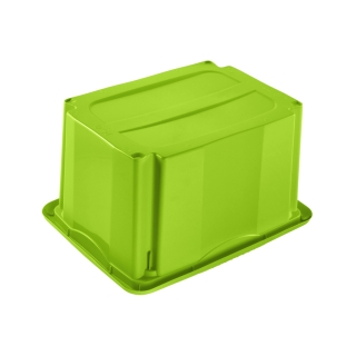 Caixa modular empilhável verde "Emil e Emilia" de 15 litros com tampa - 