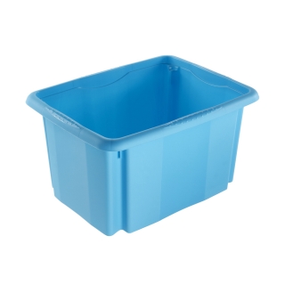 Modrá 15litrová stohovatelná modulární krabička s víčkem „Emil a Emilia“ - 
