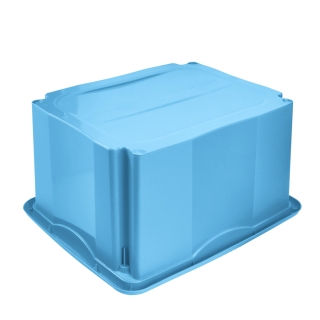 Blå 24-liters "Emil og Emilia" stabelbar modulboks med låg - 