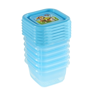 Conjunto de 6 recipientes de comida rectangulares - "Paw Patrol" - 0.1 litro - azul hielo - 