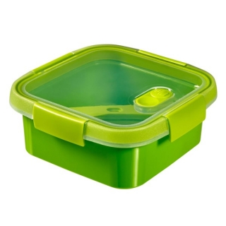 Square food container with a cutlery set - Smart To Go Lunch - 0.9 litre - green