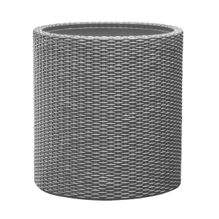 Pianta da vaso rotonda di medie dimensioni - ø 36 cm - Fioriera cilindrica - grigio argento - 