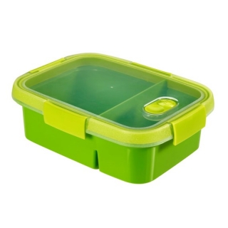 Правоъгълен контейнер за храна - Smart To Go Dual - 0.6 + 0.3 литър - зелен - 