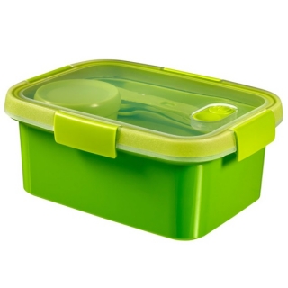 Rechthoekige lunchbox met bestek en sauscontainer - Smart To Go Lunch - 1,2 liter - groen - 