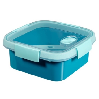 Vierkante lunchbox van 0,9 liter met bestek - Smart To Go Lunch - blauw - 