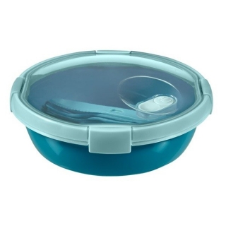 Round lunch container with cutlery - Smart To Go Lunch - 1 litre - blue