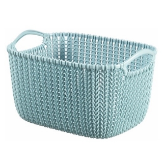 Corbeille rectangulaire en tricot gris-bleu 8 litres - 