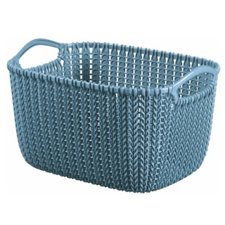 Modrý obdĺžnikový 8-litrový pletený kôš - 