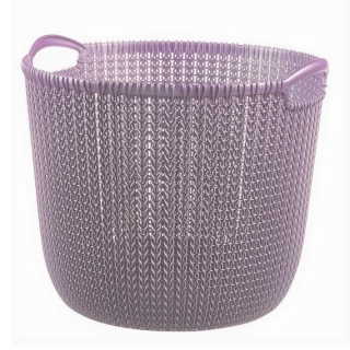 Svetlo vijolična okrogla 30-litrska pletena košara - 