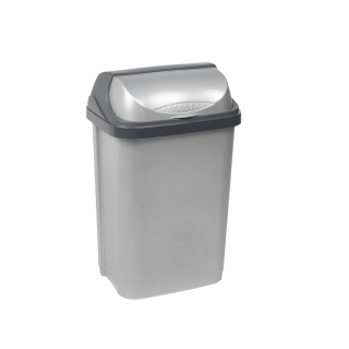 Dustbin with a press-to-open lid - Rasmus - 25 litre - light silver