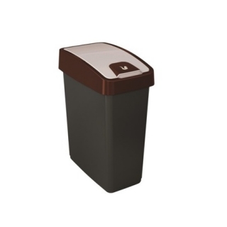 Dustbin with a press-to-open lid - Magne - 25 litre - brown