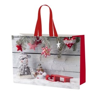 Velika torba, tote z božičnim motivom - 55 x 40 x 30 cm - Snežak - 