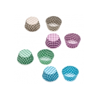 Cupcake liner, paper baking cup - 50 x 32 mm - 75-piece set - multicolour chequered pattern