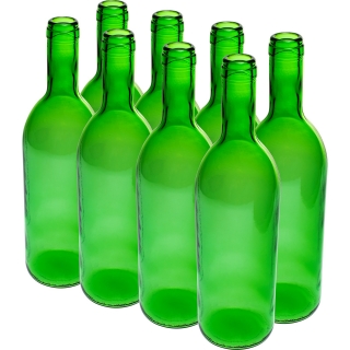 Fľaša na víno - zelená - 750 ml - 8 ks - 