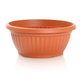 "Terra" outdoor shallow plant pot with a saucer - 30 cm - terracotta-coloured