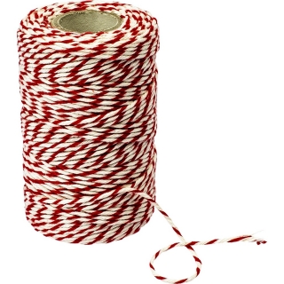 Cordel de açougueiro de algodão, vermelho-branco - 100 g - refratário até 240 ⁰C - 