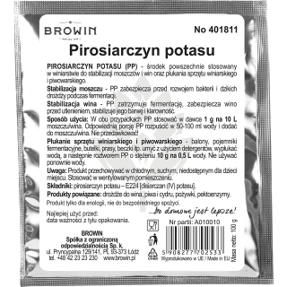Potassium metabisulfite - for stabilizing must and wine - 100 g