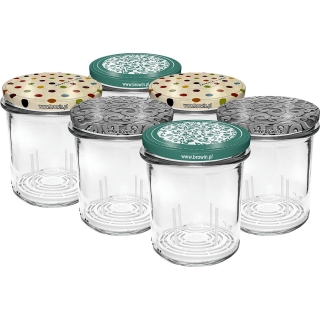 Jar with lid and a pusher plate - 346 ml - 6 pcs